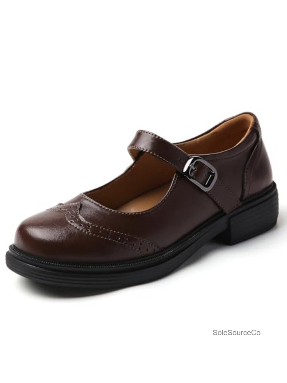 Women's Mary Jane Flats Non-Slip Leather Platform Work Office Dress Shoes